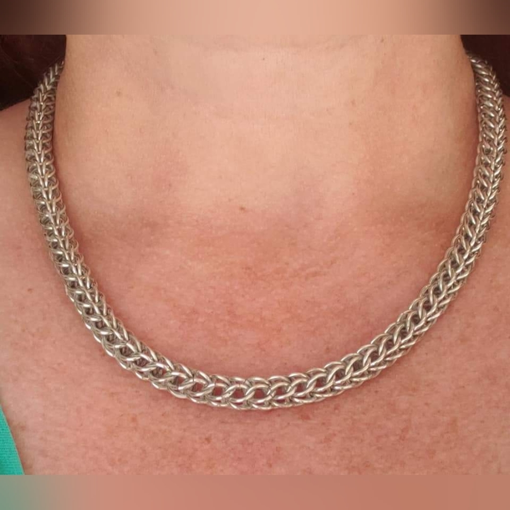 Handmade Sterling Silver Full Persian Weave Necklace